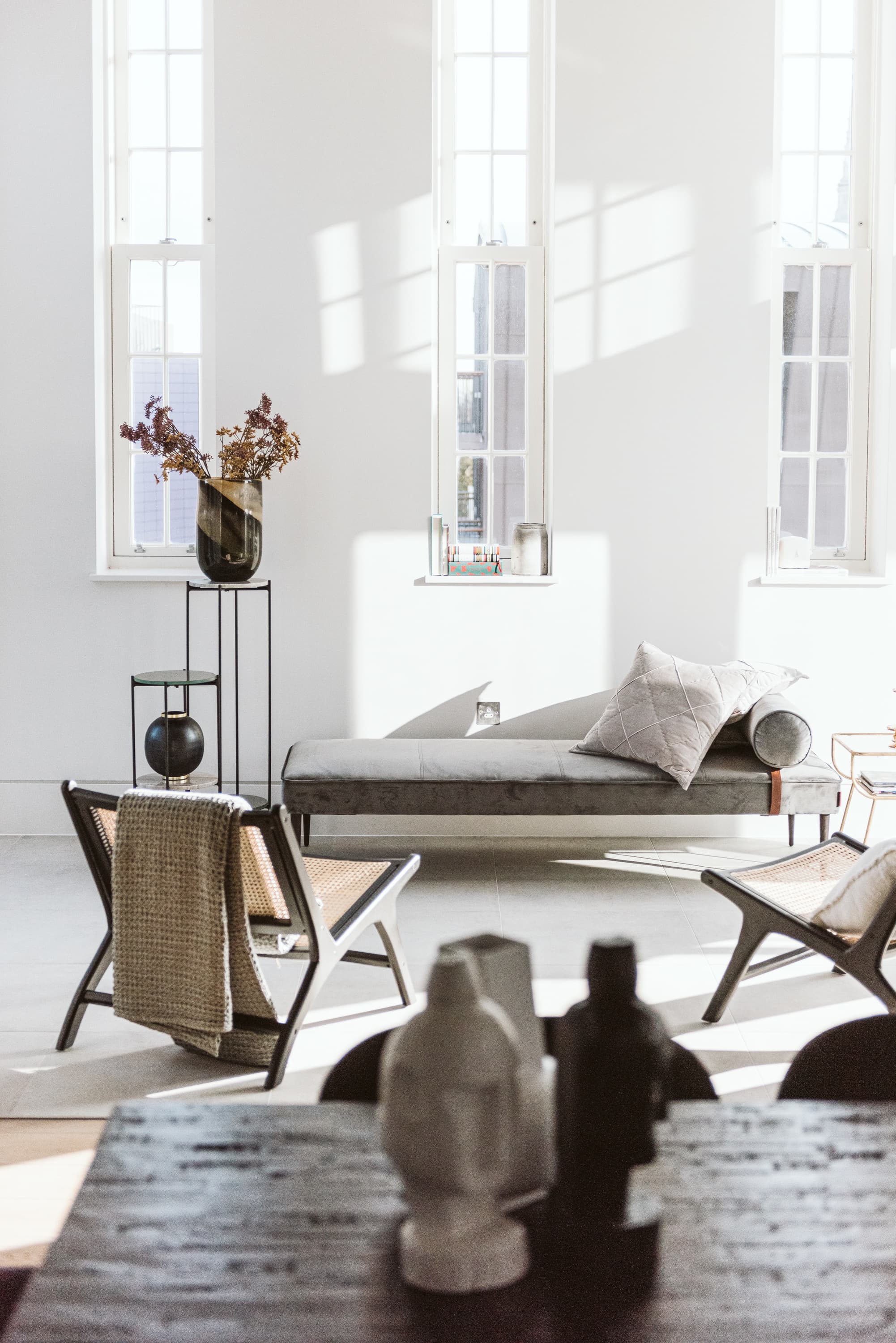 Vacant London property maintained by a live-in property steward — light-filled interior with three sash windows